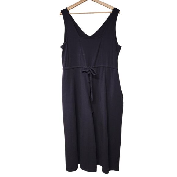 AnyBody XLP Black Cozy Knit Wide-Leg Jumpsuit Crop Sleeveless w/Back Tie Detail - Picture 3 of 5
